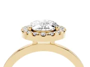 Oval Thin Halo Engagement Ring Setting | Plain Polished Band | Yellow Gold
