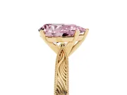 Pear-Shaped Engraved Engagement Ring Setting for a Fancy Pink Lab-Grown Diamond | Yellow Gold