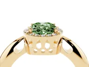 Oval Halo Engagement Ring Setting for a Fancy Green Lab-Grown Diamond | Plain Band | Yellow Gold