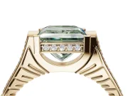 Princess Cut Vintage Cathedral Engagement Ring Setting for a Fancy Green Lab-Grown Diamond | Carved Band | Yellow Gold