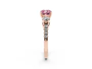 Cushion Cut Three-Stone Engagement Ring Setting for a Fancy Pink Lab-Grown Diamond | Rose Gold
