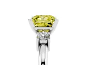 Princess Cut Three Stone Engagement Ring Setting for a Fancy Yellow Lab-Grown Diamond | Round Side Stones | White Gold