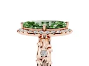 Marquise Leaf Halo Engagement Ring Setting for a Fancy Green Lab-Grown Diamond | Rose Gold