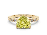 Heart-Shaped Beaded Engagement Ring Setting for a Fancy Yellow Lab-Grown Diamond | Yellow Gold