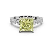 Princess Cut Pavé Solitaire Engagement Ring Setting for a Fancy Yellow Lab-Grown Diamond | Crossover Gallery | Platinum
