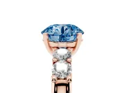 Round Five Stone Engagement Ring Setting for a Fancy Blue Lab-Grown Diamond | Rose Gold