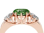 Heart-Shaped Three Stone Engagement Ring Setting for a Fancy Green Lab-Grown Diamond | Matching Side Stones | Rose Gold