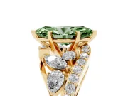 Marquise Bypass Pavé Engagement Ring Setting for a Fancy Green Lab-Grown Diamond | Yellow Gold