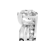 Heart-Shaped Graduated Channel Bypass Engagement Ring Setting | Split Shank | White Gold