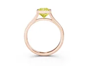 Fancy Yellow Bezel Set Radiant Cut Diamond Solitaire Ring Set in Rose gold with Tapered Band