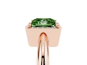Fancy Green Princess Cut Diamond Halo Engagement Ring Set in Rose gold with Plain Split Shank and Prong Setting