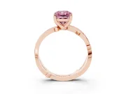 Fancy Pink Radiant Cut Diamond Pavé Twist Band Solitaire Ring Set in Rose gold with Prong Setting