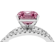Asscher Cut Twisted Pavé Engagement Ring Setting for a Fancy Pink Lab-Grown Diamond | Sterling Silver