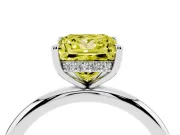 Fancy Yellow Princess Cut Diamond Solitaire Ring Set in Silver with Thin Band and Prong Setting