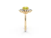 Cushion Cut Cluster Halo Engagement Ring Setting for a Fancy Yellow Lab-Grown Diamond | Yellow Gold