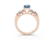 Radiant Cut Five Stone Engagement Ring Setting for a Fancy Blue Lab-Grown Diamond | Prong Set Side Stones | Rose Gold
