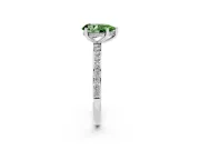 Fancy Green Pear Cut Diamond Pavé Band Ring Set in Platinum with Prong-Set Center Stone