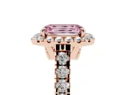 Emerald Cut Accented Halo Engagement Ring Setting for a Fancy Pink Lab-Grown Diamond | Rose Gold