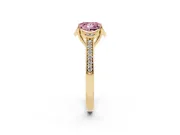 Princess Cut Floral Pavé Engagement Ring Setting for a Fancy Pink Lab-Grown Diamond | Yellow Gold