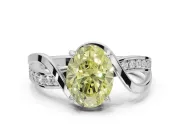 Oval Bypass Solitaire Engagement Ring Setting for a Fancy Yellow Lab-Grown Diamond | Pavé Strands | Sterling Silver