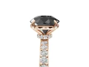 Round Hidden Halo Solitaire Engagement Ring Setting for a Black Center | Pavé Band | Rose Gold