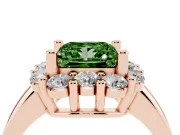 Princess Cut Cluster Halo Engagement Ring Setting for a Fancy Green Lab-Grown Diamond | Large Round Accents | Rose Gold