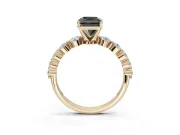 Radiant Cut Graduated Side Stone Engagement Ring Setting for a Black Center | Yellow Gold