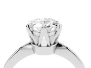Oval Cut Diamond Solitaire Engagement Ring Set in Silver with Slim Tapered Solitaire Band