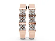 Round Lab-Grown Diamond Double Row Hoop Earrings | Grouped Stones | Rose Gold