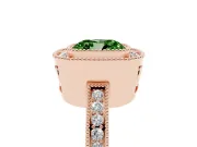 Cushion Cut Milgrain Halo Engagement Ring Setting for a Fancy Green Lab-Grown Diamond | Rose Gold