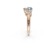 Heart-Shaped Three Stone Engagement Ring Setting for a Fancy Blue Lab-Grown Diamond | Plain Band | Rose Gold