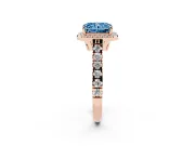 Radiant Cut Accented Halo Engagement Ring Setting for a Fancy Blue Lab-Grown Diamond | Rose Gold