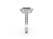 Emerald Cut Vintage Halo Engagement Ring Setting for a Fancy Green Lab-Grown Diamond | White Gold