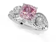 Cushion Cut Swirl Engagement Ring Setting for a Fancy Pink Lab-Grown Diamond | White Gold