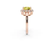 Princess Cut Cluster Halo Engagement Ring Setting for a Fancy Yellow Lab-Grown Diamond | Large Round Accents | Rose Gold
