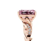 Emerald Cut Vine Engagement Ring Setting for a Fancy Pink Lab-Grown Diamond | Rose Gold