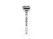 Asscher Cut Pavé Solitaire Engagement Ring Setting for a Black Center | Slim Band | Platinum