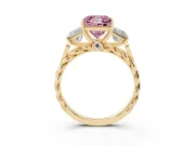 Princess Cut Three Stone Engagement Ring Setting for a Fancy Pink Lab-Grown Diamond | Braided Band | Yellow Gold