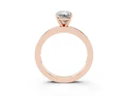 Radiant Cut Diamond Solitaire Ring Set in Rose gold with Channel-Set Baguette Band and Prong Setting