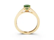 Fancy Green Emerald Cut Diamond Solitaire Ring Set in Yellow gold with Channel-Set Band and Prong Setting