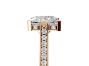 Princess Cut Vintage Cathedral Engagement Ring Setting | Carved Band | Rose Gold