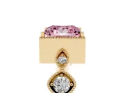 Princess Cut Vintage Milgrain Engagement Ring Setting for a Fancy Pink Lab-Grown Diamond | Yellow Gold