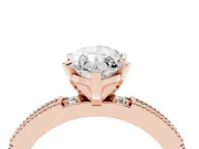 Marquise Vintage Pavé Solitaire Engagement Ring Setting | Milgrain Edges | Rose Gold