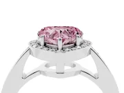 Fancy Pink Heart Cut Diamond Halo Pavé Engagement Ring Set in White gold with Bezel Setting