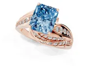 Radiant Cut Bypass Hidden Halo Engagement Ring Setting for a Fancy Blue Lab-Grown Diamond | Graduated Pavé | Rose Gold