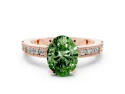 Oval Vintage Pavé Engagement Ring Setting for a Fancy Green Lab-Grown Diamond | Rose Gold