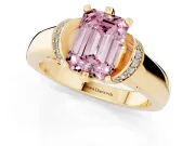 Emerald Cut Pavé Collar Engagement Ring Setting for a Fancy Pink Lab-Grown Diamond | Yellow Gold