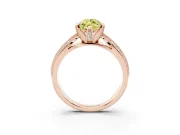 Fancy Yellow Marquise Cut Diamond Solitaire Ring Set in Rose gold with Milgrain Double Row Round Pavé Band