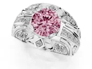 Round Art Deco Engagement Ring Setting for a Fancy Pink Lab-Grown Diamond | Sterling Silver