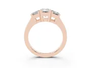 Emerald Cut Three Stone Engagement Ring Setting | Large Side Stones | Rose Gold
